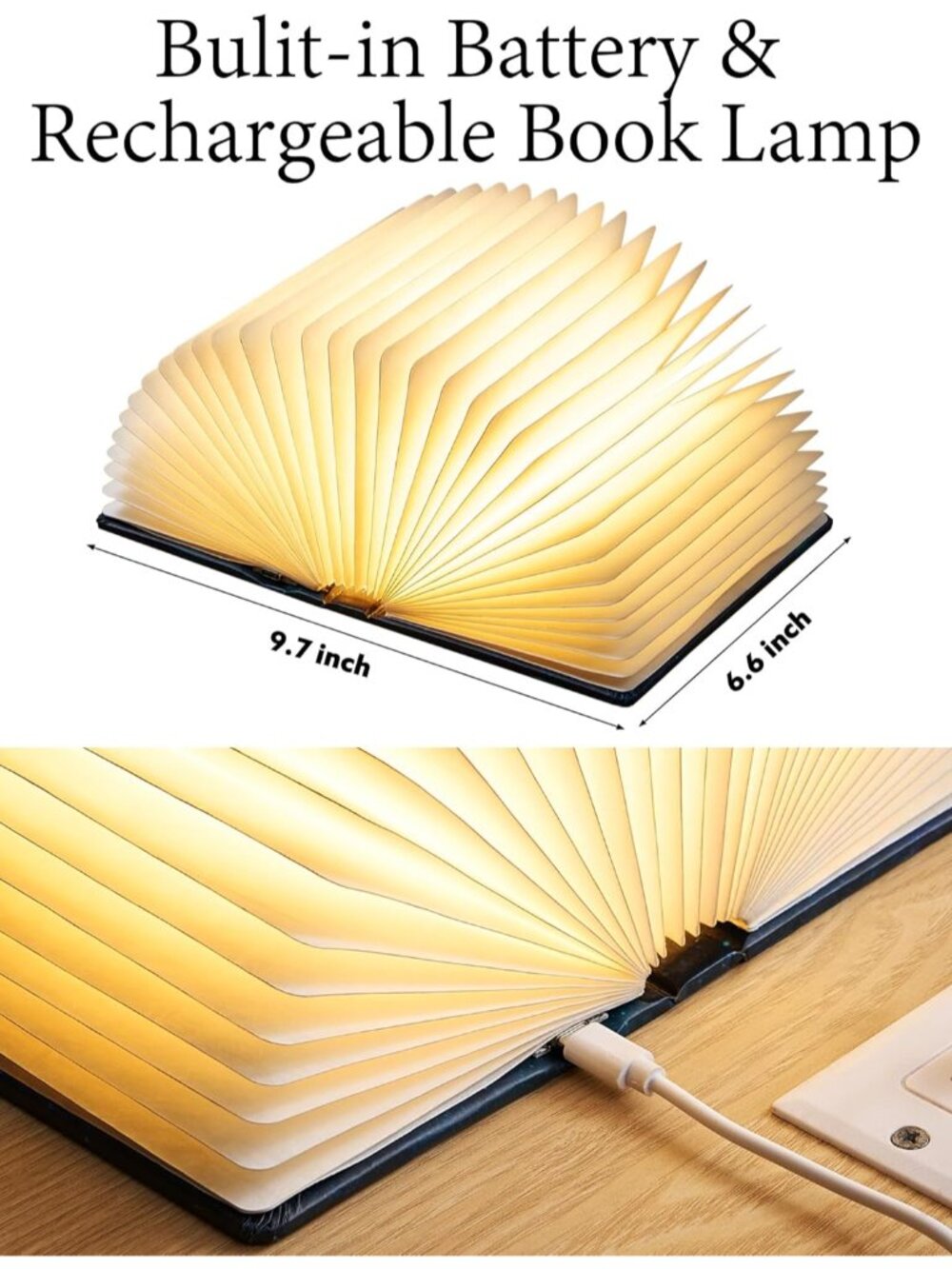 Book Lovers Gifts BookLamp - 5 Color Lights, 1200mah Battery, Foldable Paper Lam - Picture 4 of 9